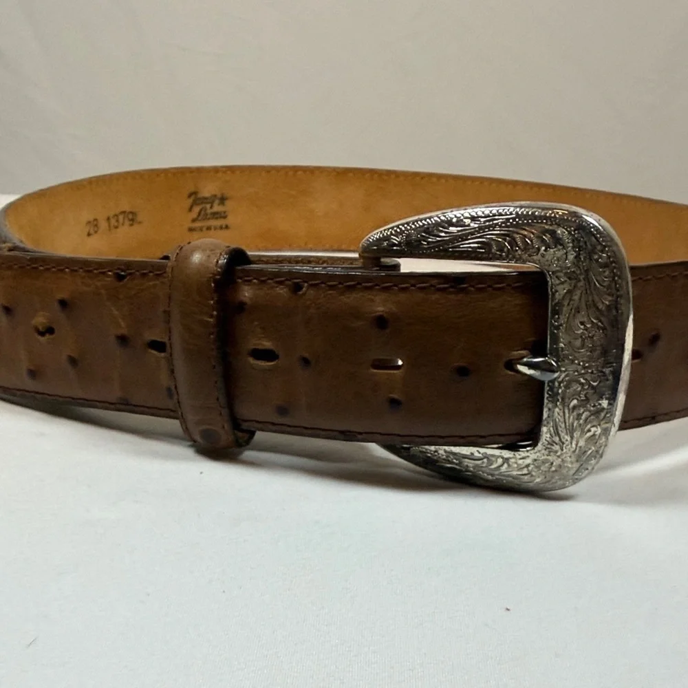 Tony Lama Men’s Leather Ostrich Belt Size 28 1379L